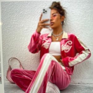 Pink and cream matching set